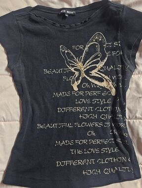 Y2k BIKBOK Butterfly Baby Tee With Sequin Details